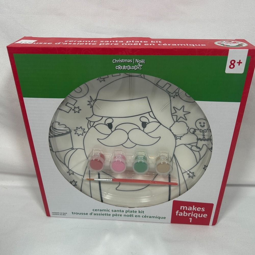 Ceramic Santa Plate Craft Kit Christmas Painting Paints Brushes Art Michaels Hat - Picture 3 of 4